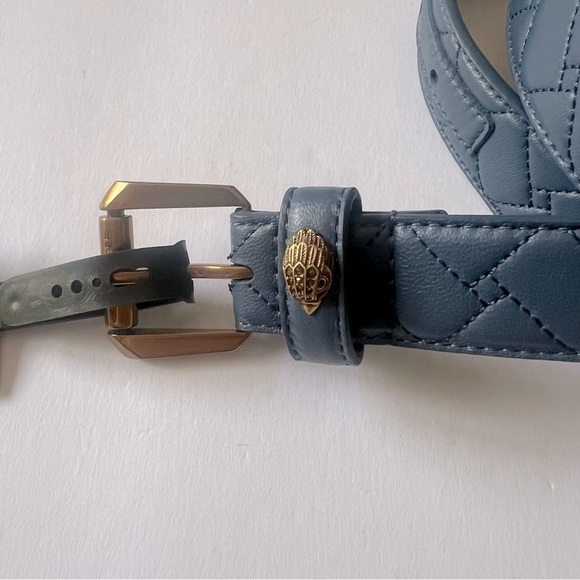 KURT GEIGER LONDON WOMENS QUILTED LEATHER BELT VINTAGE INDIGO BLUE SIZE M/L NWT - Picture 4 of 16